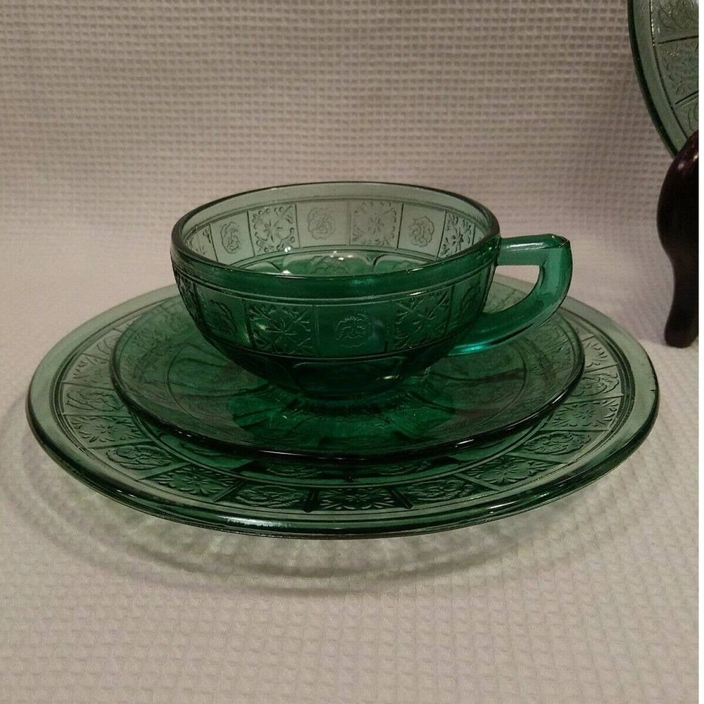 Doric n Pansy depression glass Pretty Polly Dishes - Picture 5 of 9